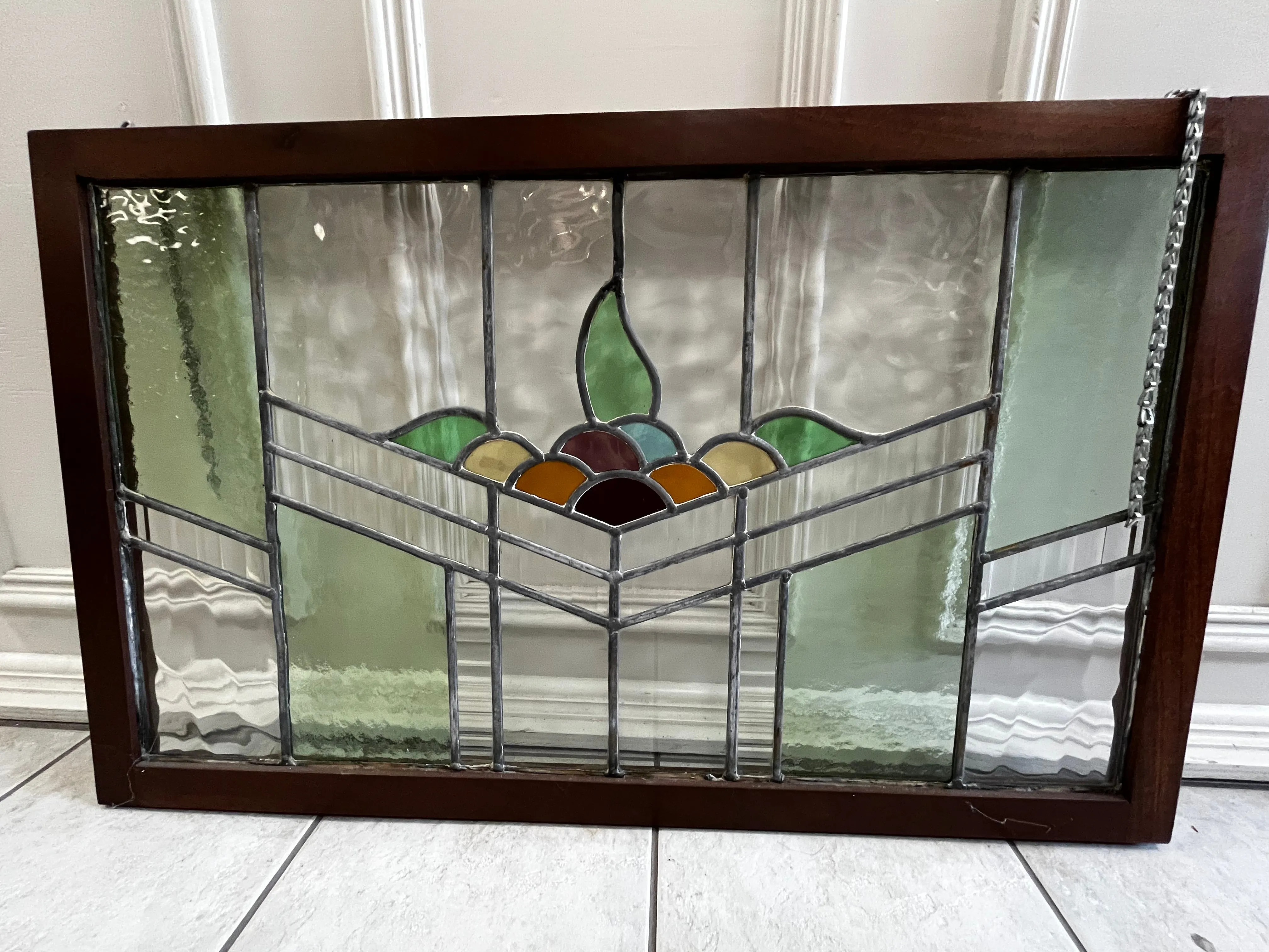 Large Framed Stained Glass Window