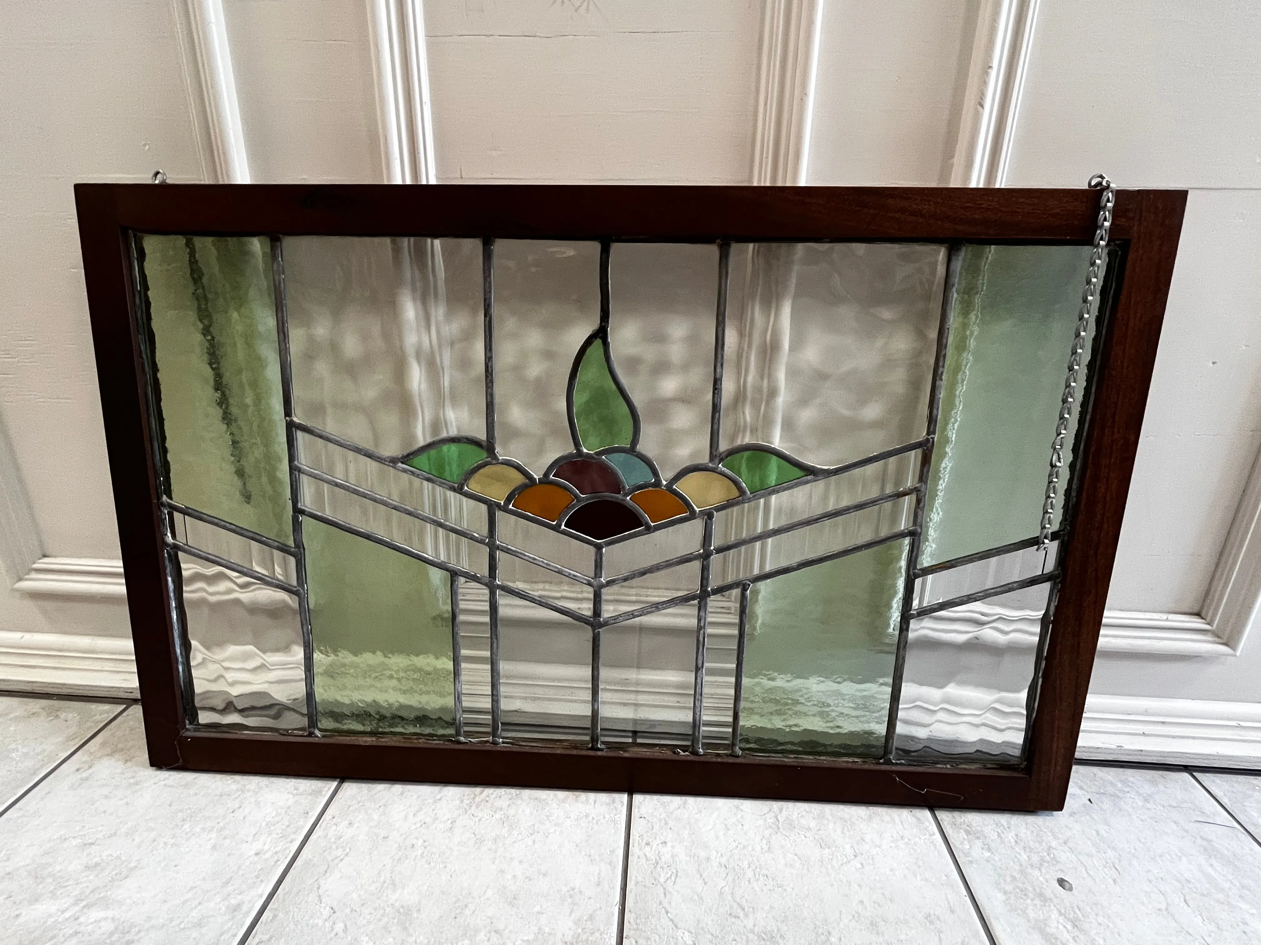 Large Framed Stained Glass Window