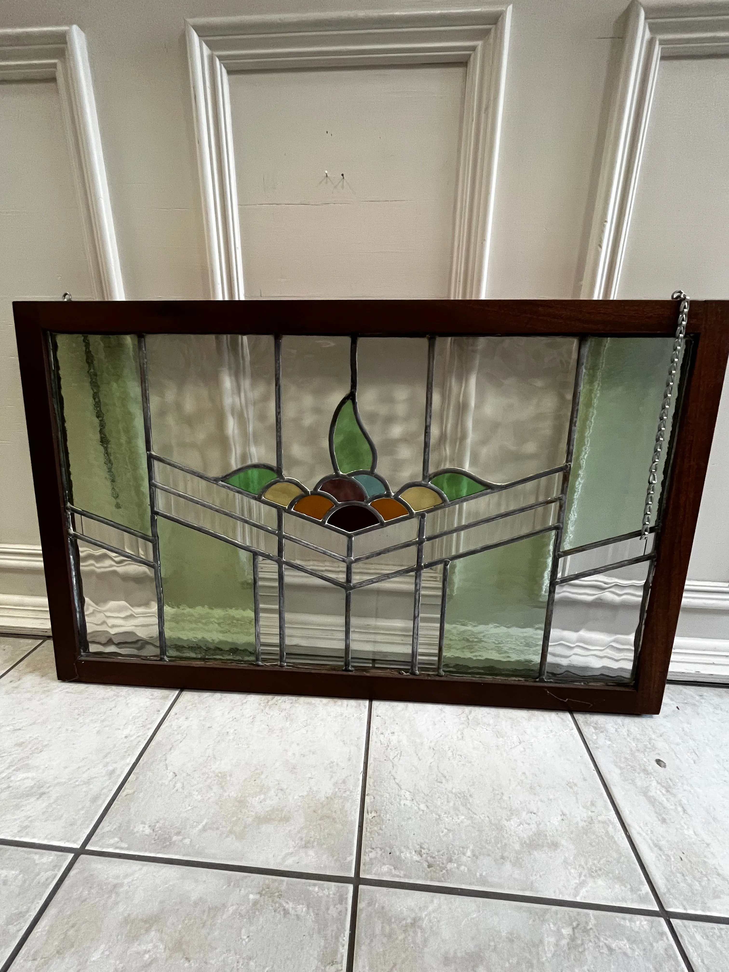 Large Framed Stained Glass Window