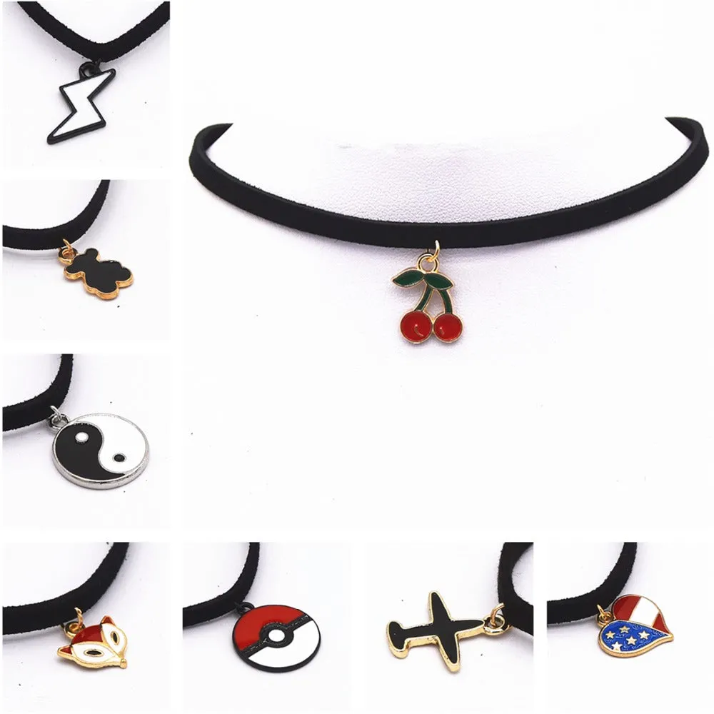 Leather Necklace Torques Pure Black Velvet Ribbon Maxi Statement Chokers Necklace For Women Collares Fashion Jewelry Colar 2016