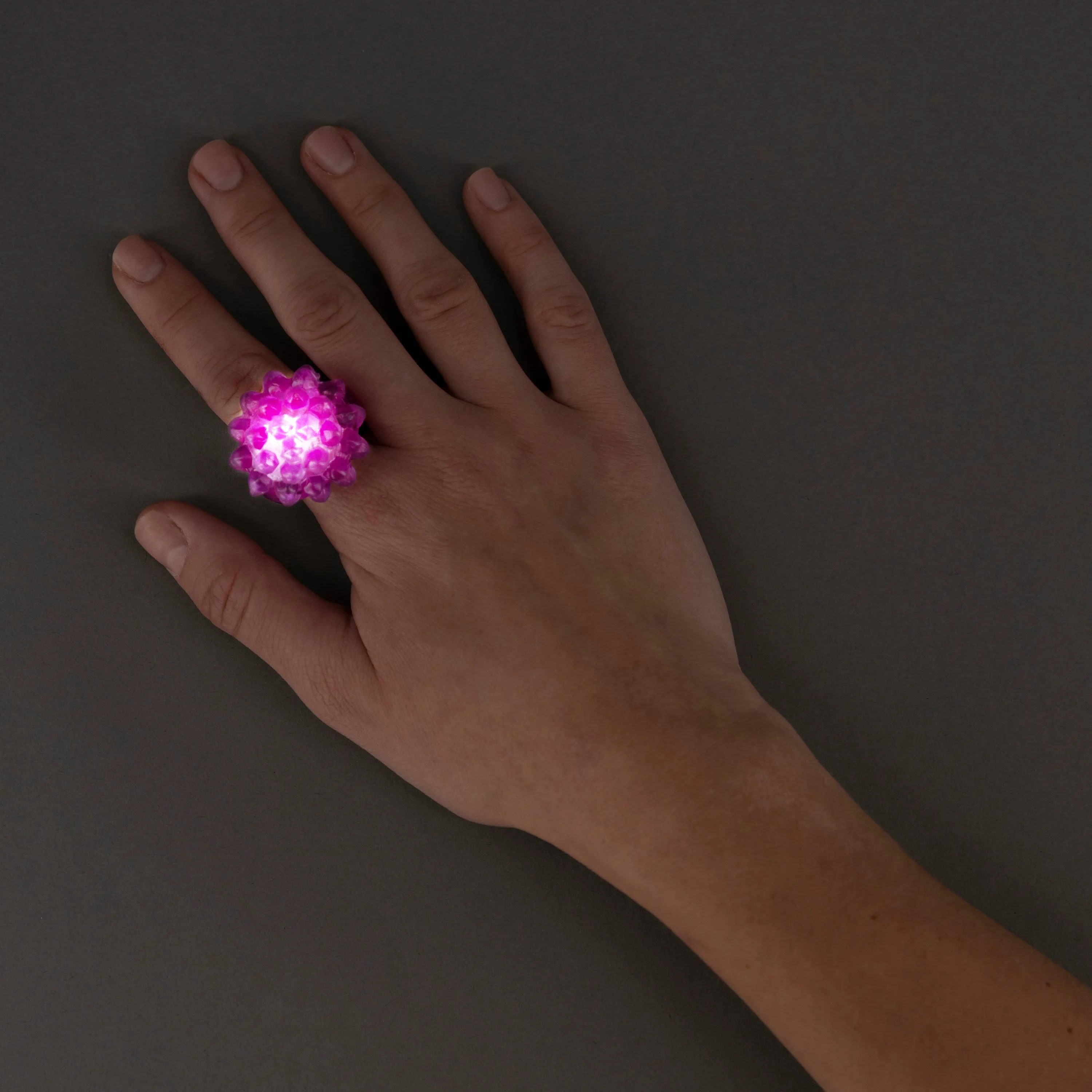 LED Flashy Blinky Jelly Bumpy Rings - Pack of 6 Assorted Colors