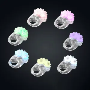 LED Light Up Flashing Jelly Bumpy Rings - Assorted Color Pack of 12