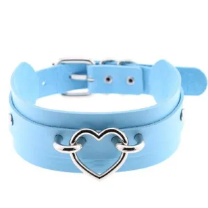 Light Blue and Silver Heart Choker