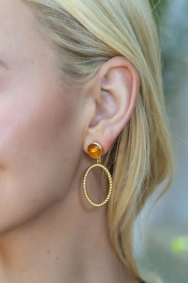 Lucie French Twist & Citrine Gemstone Earring