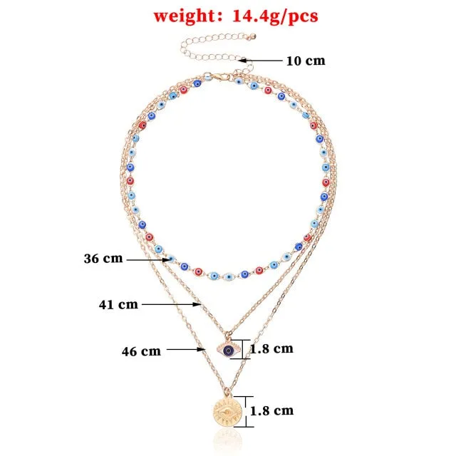 Lucky Eye Fatima Hand Heart Star Evil Eye Pendants Necklace for Women Gold Silvery Aesthetic Necklaces Trendy Rhinestone Jewelry