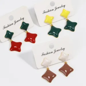 Luxurious Irregular Geometric Copper Oil Dripping Stud Earrings