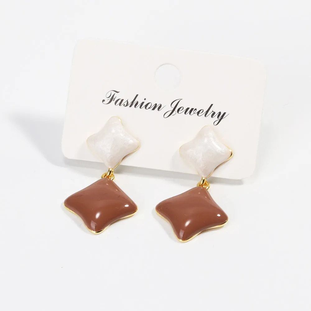 Luxurious Irregular Geometric Copper Oil Dripping Stud Earrings