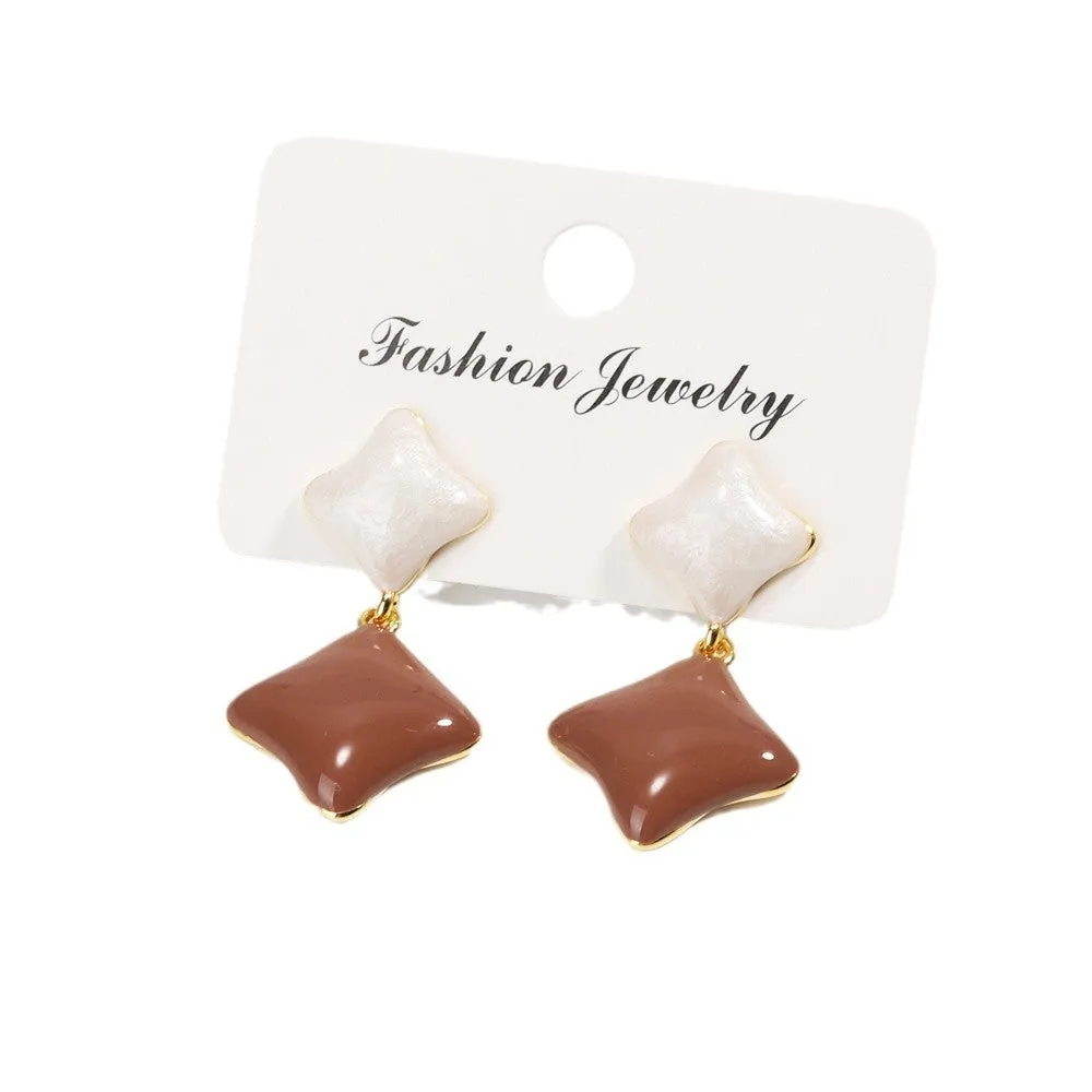 Luxurious Irregular Geometric Copper Oil Dripping Stud Earrings