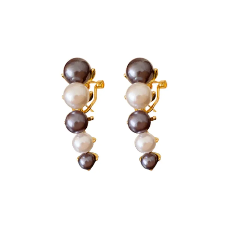 Luxurious Pearl Geometric Copper Electroplating Earrings