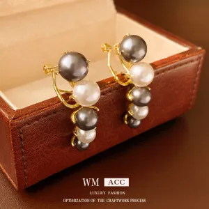 Luxurious Pearl Geometric Copper Electroplating Earrings