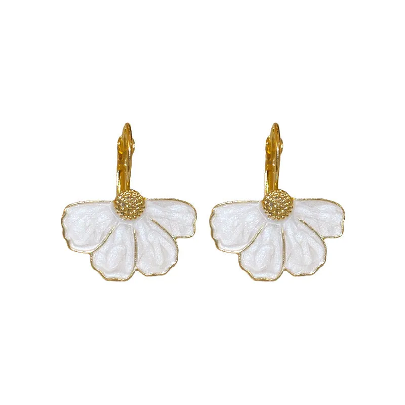 Luxurious Petal Flower Alloy Oil Dripping Earrings