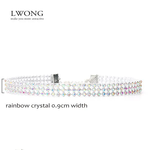 LWONG Elegant Wide Crystal Rhinestone Choker Chocker Necklace Women Fashion Pave Rhinestones Chokers Jewelry Christmas Gifts