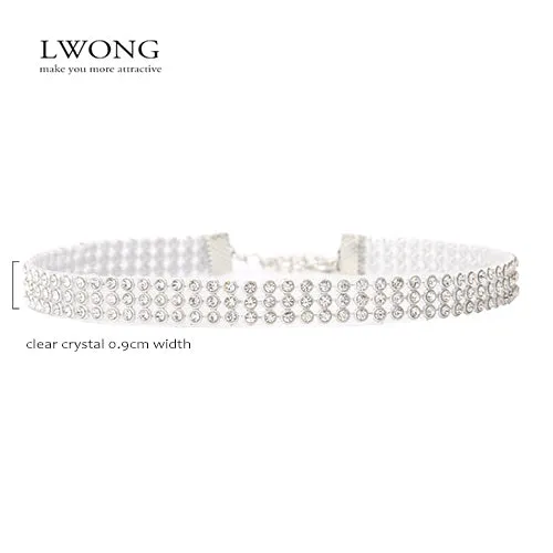 LWONG Elegant Wide Crystal Rhinestone Choker Chocker Necklace Women Fashion Pave Rhinestones Chokers Jewelry Christmas Gifts