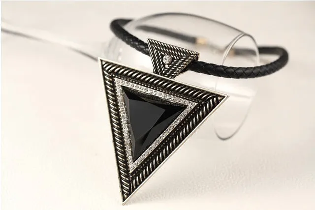 Match-Right New 2015 Hot Pendant Necklace Fashion Chokers Statement Necklaces Triangle Pendants Rope Chain for Gift Party