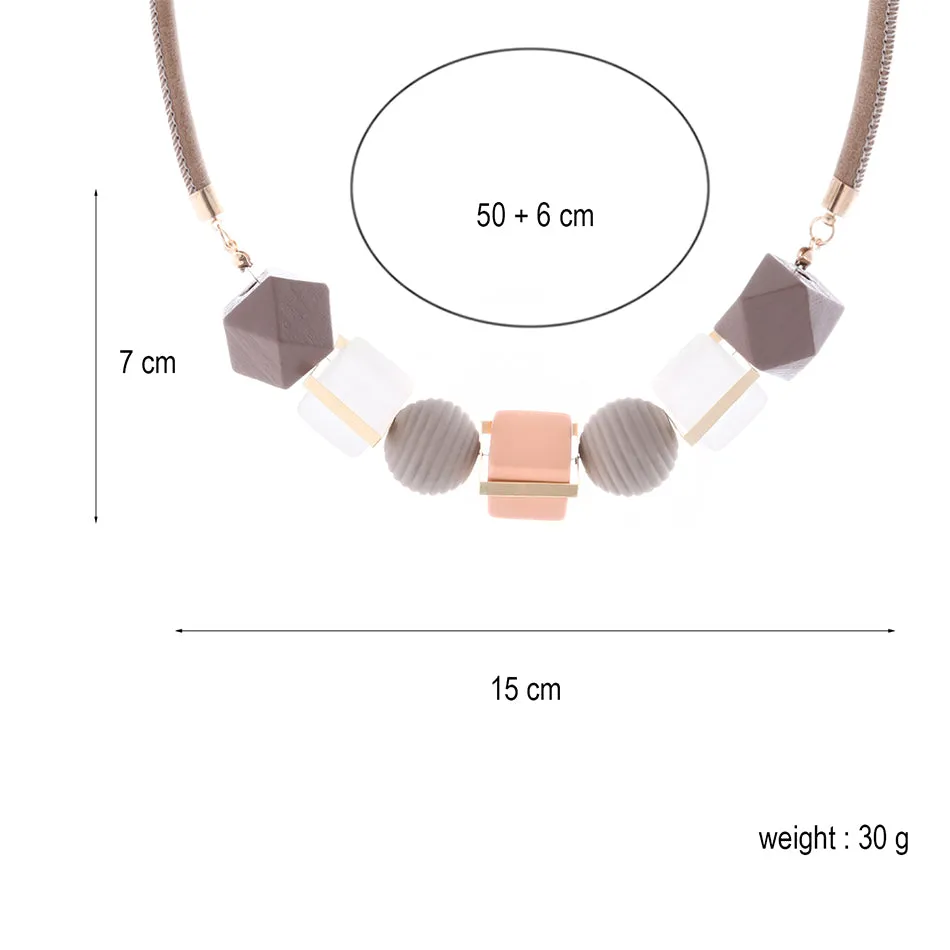 Match-Right Women Necklace Statement Necklaces &amp; Pendants Wood Beads Necklace For Women Jewelry MX012