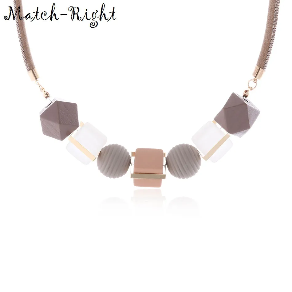 Match-Right Women Necklace Statement Necklaces &amp; Pendants Wood Beads Necklace For Women Jewelry MX012