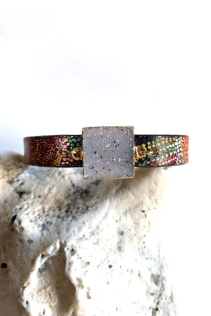 Millefiori Leather Druzy Cuff