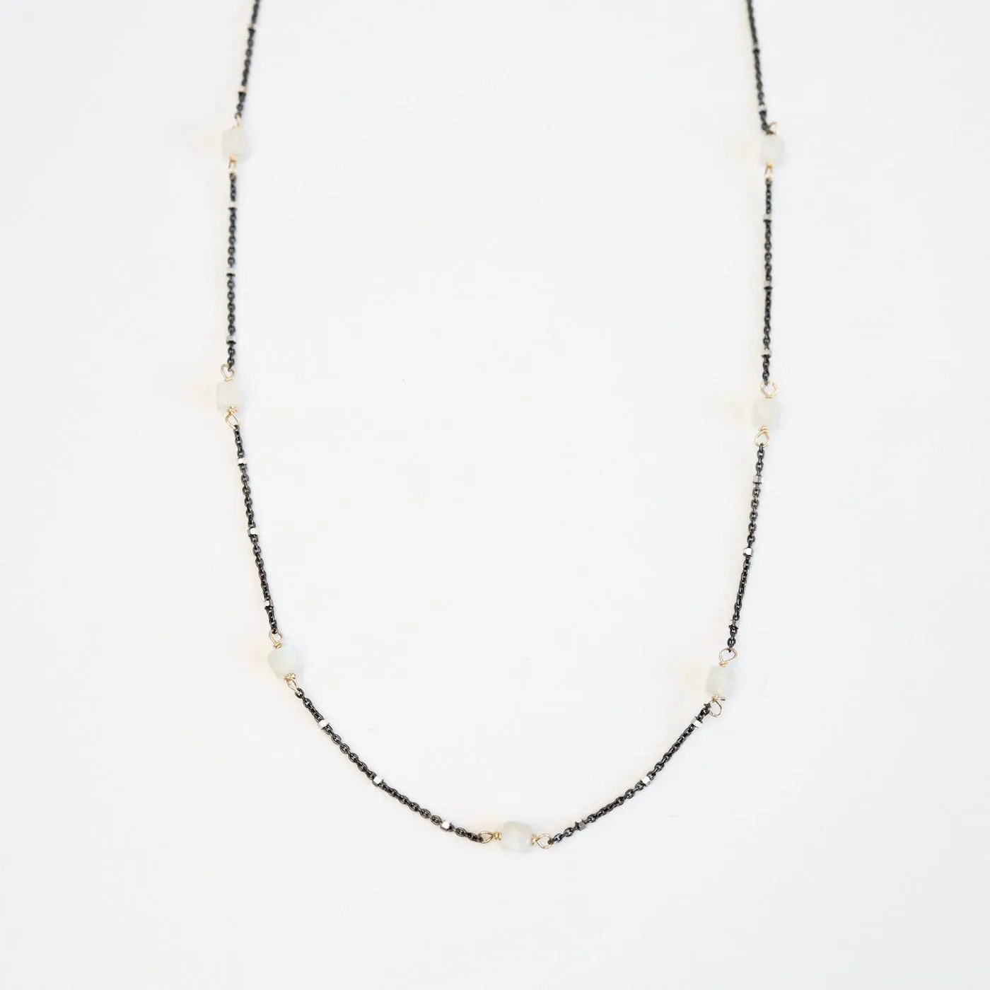 Moonstone Cube Station Necklace