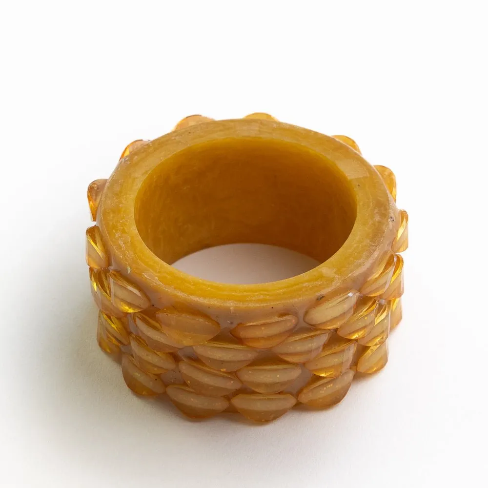 Mustard Round Resin Beaded Napkin Ring | Set of 4