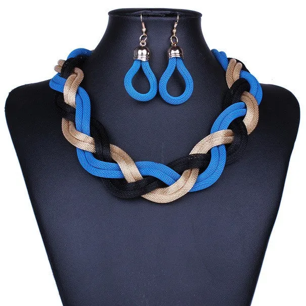 New fashion Bohemian Punk Fashion Colourful Statement Metal Braid Twist Chain necklaces & pendants woman's Necklace