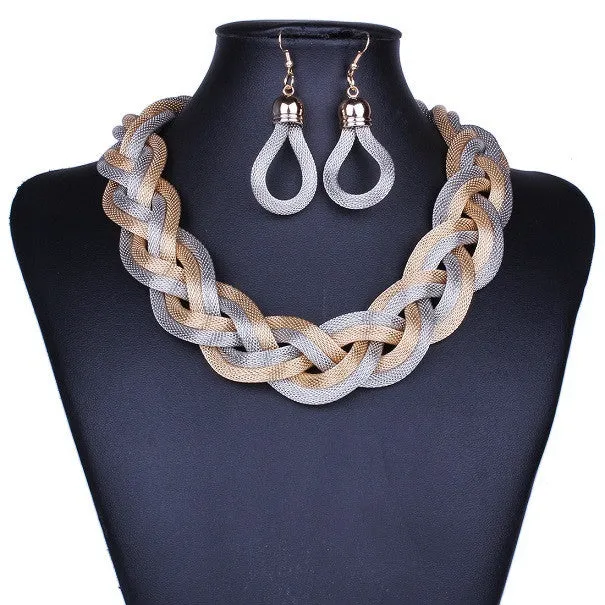 New fashion Bohemian Punk Fashion Colourful Statement Metal Braid Twist Chain necklaces & pendants woman's Necklace