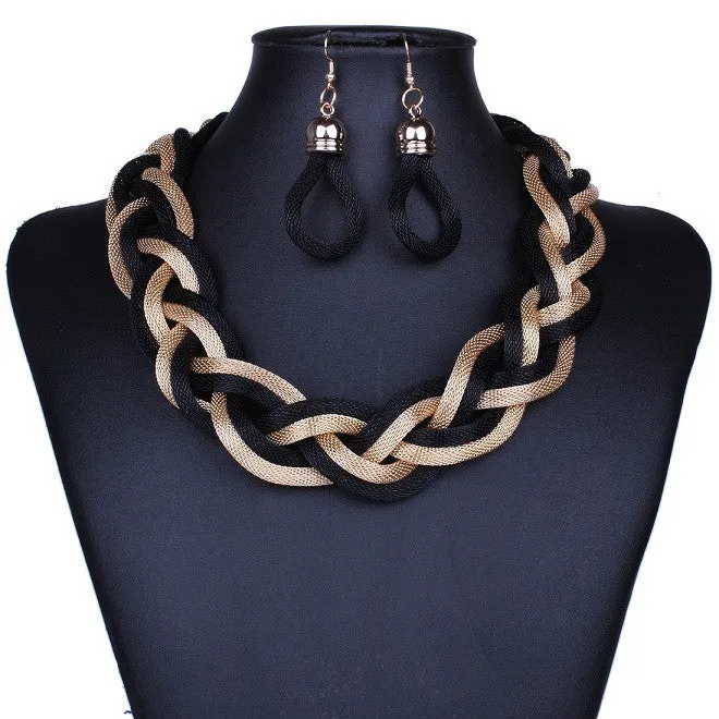 New fashion Bohemian Punk Fashion Colourful Statement Metal Braid Twist Chain necklaces & pendants woman's Necklace