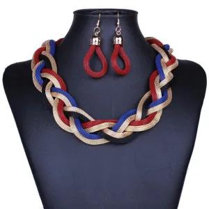 New fashion Bohemian Punk Fashion Colourful Statement Metal Braid Twist Chain necklaces & pendants woman's Necklace