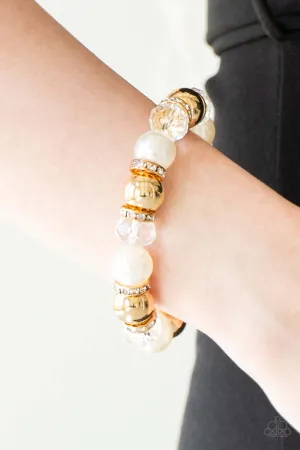 Paparazzi Accessories  - Camera Chic #B227 Peg - Gold/White Bracelet