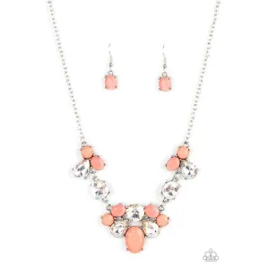 Paparazzi Ethereal Romance – Orange Necklace & Earrings Set