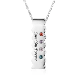 Personalized Engraved 4 Stones Bar Necklace