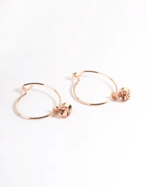 Pink Rose Gold Diamante Stone Hoop Earrings