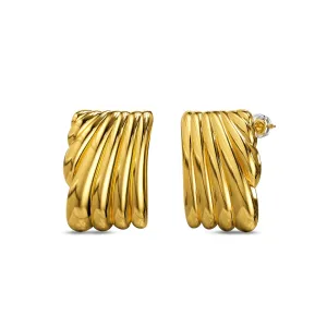 Pleated Angel Gold layered Stud Earrings