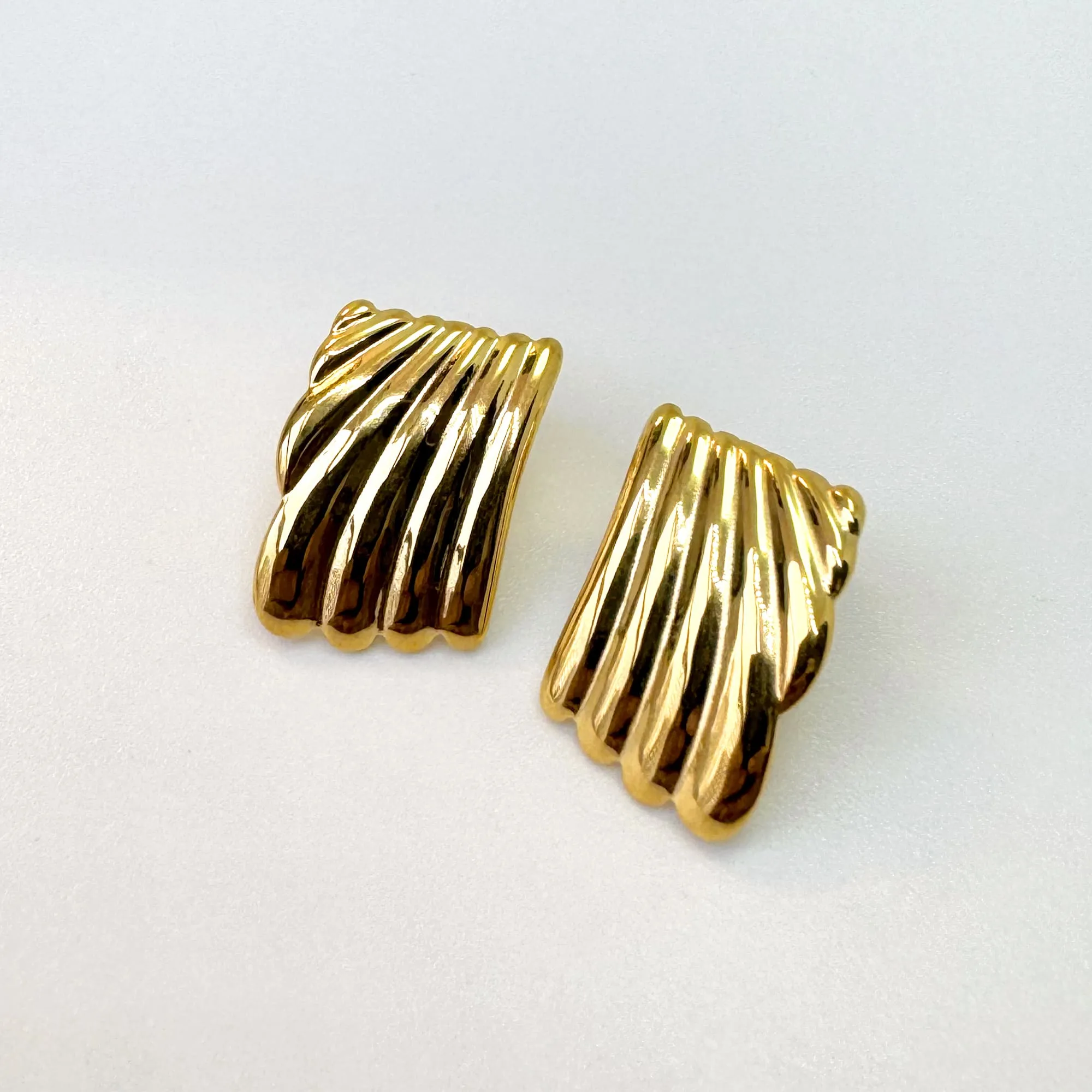 Pleated Angel Gold layered Stud Earrings