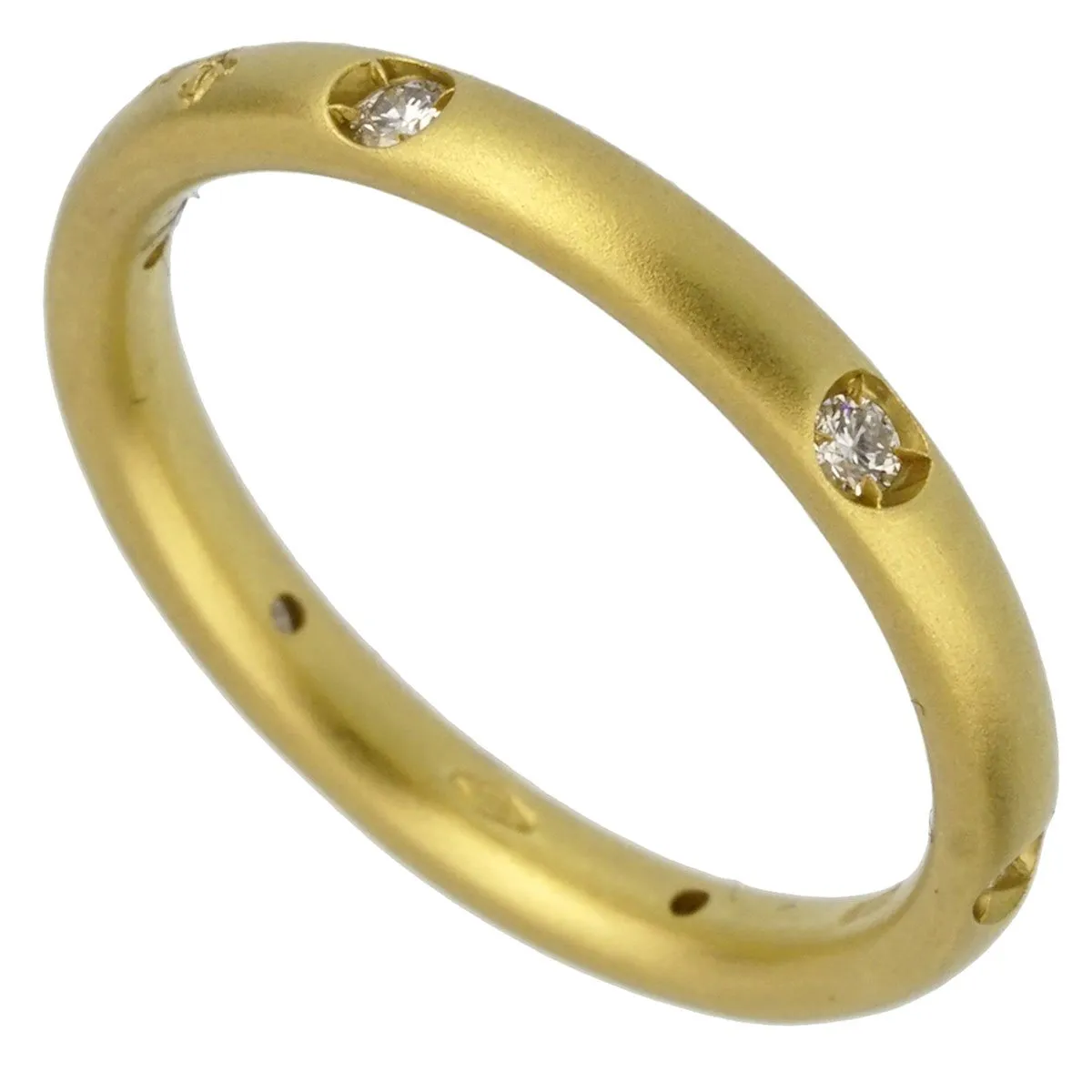 Pomellato Matte Finish Diamond Yellow Gold Band Ring Sz 6