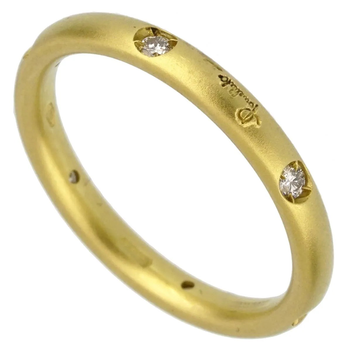 Pomellato Matte Finish Diamond Yellow Gold Band Ring Sz 6