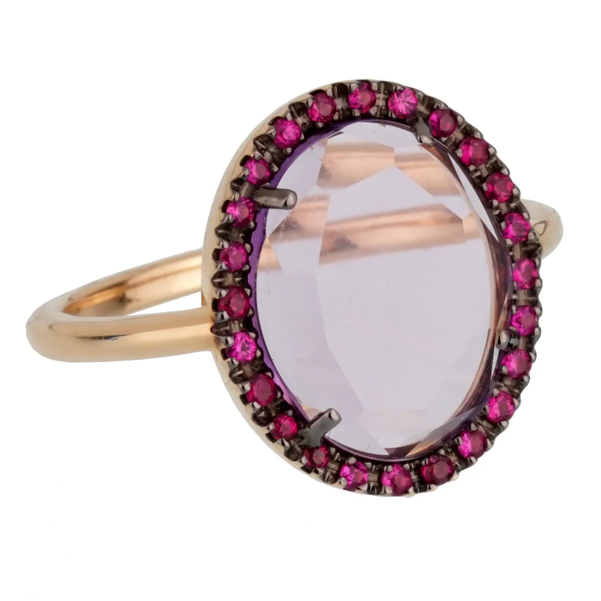 Pomellato Rose Gold 2 Carat Amethyst Cocktail Ring Sz 5