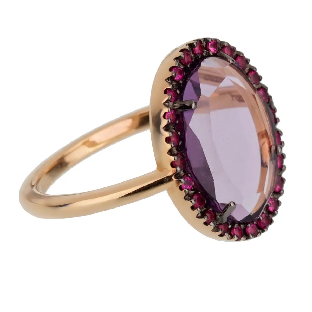 Pomellato Rose Gold 2 Carat Amethyst Cocktail Ring Sz 5