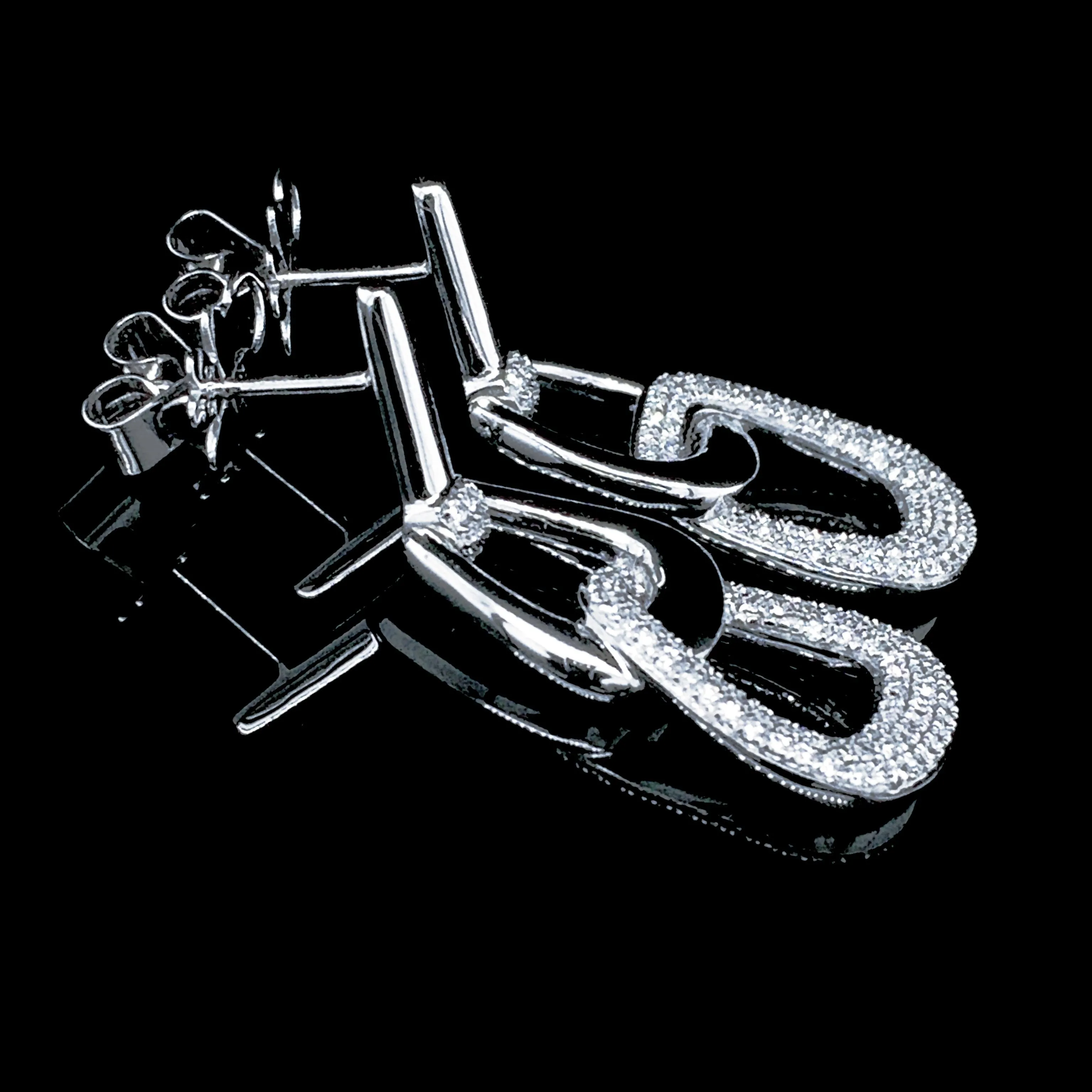 PREORDER | Paved Link Diamond Dangling Earrings 14kt