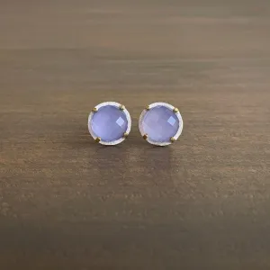 Prong Set Lilac Chalcedony Studs