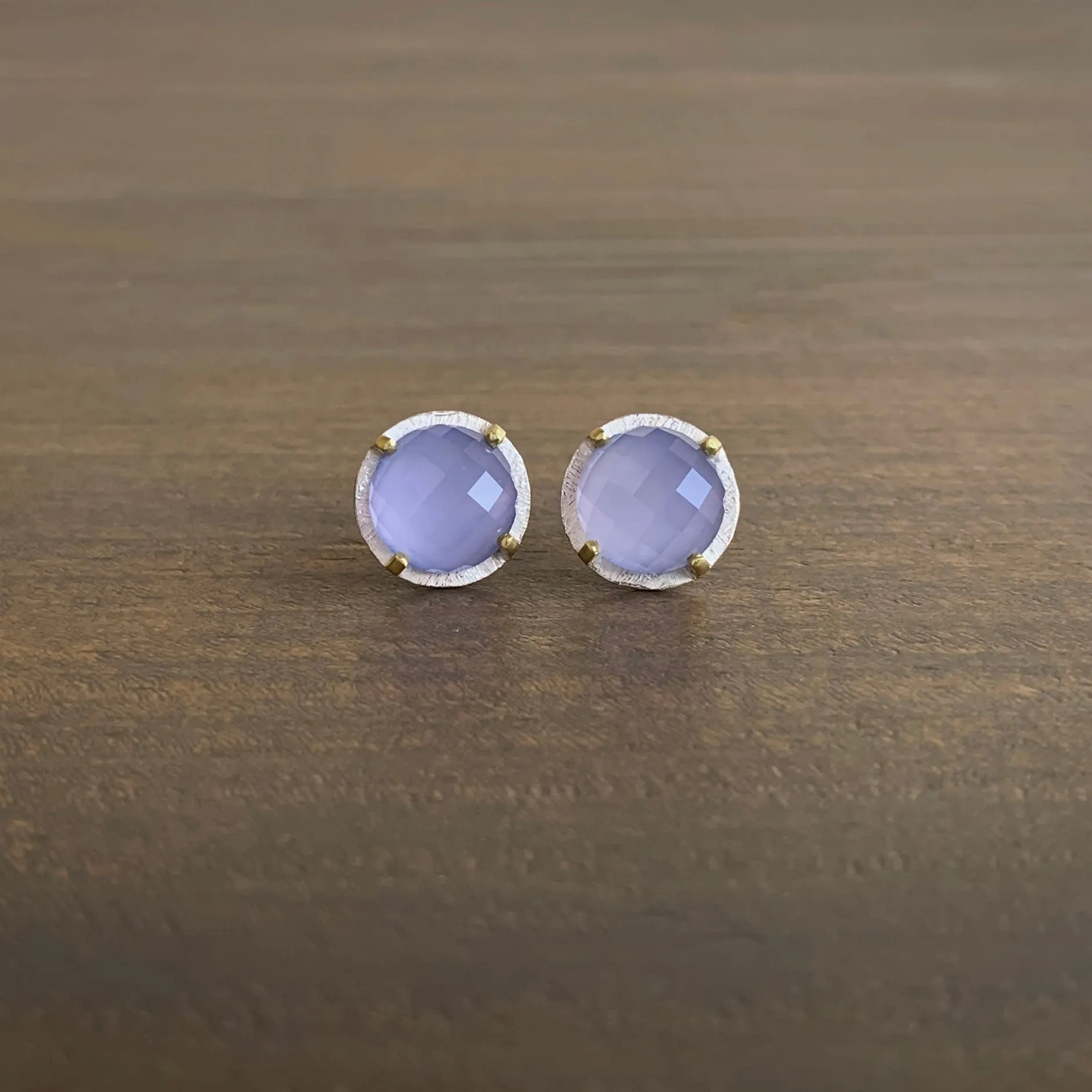 Prong Set Lilac Chalcedony Studs