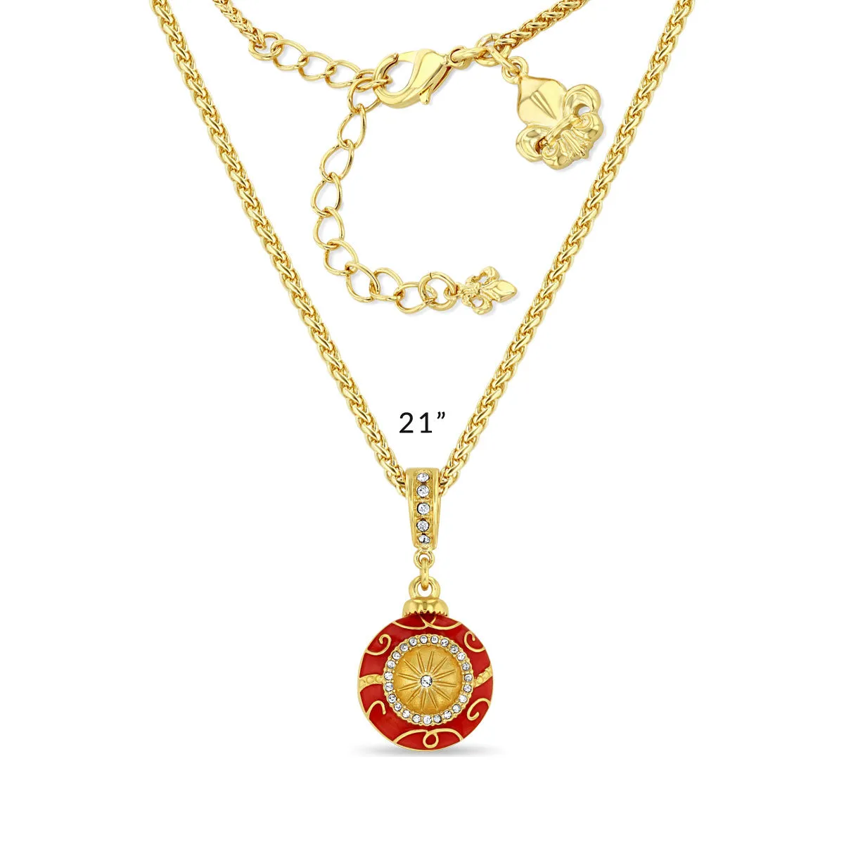 Red Christmas Ornament Crystal Enhancer Charm by Ritzy Couture DeLuxe - 22k Gold Plated