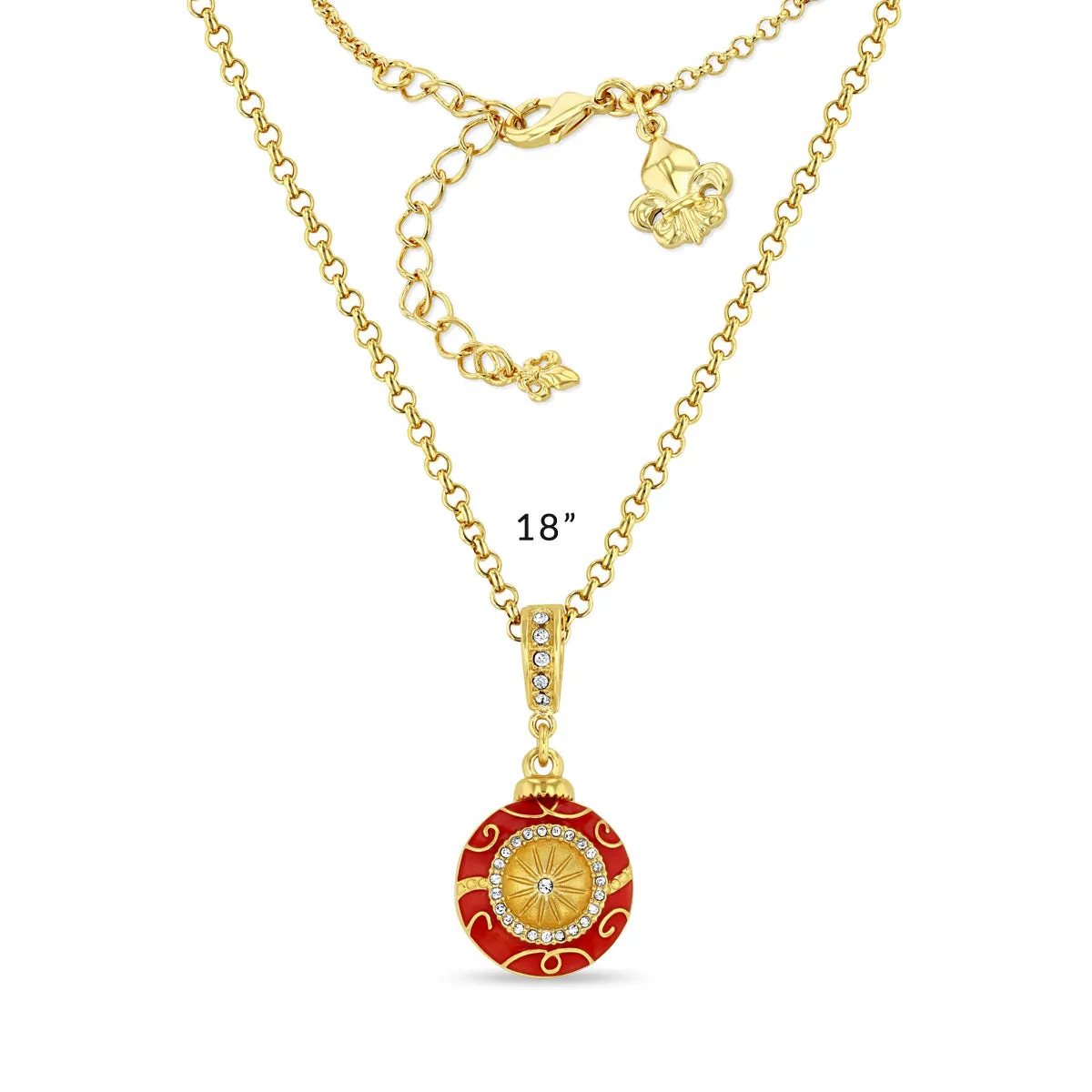 Red Christmas Ornament Crystal Enhancer Charm by Ritzy Couture DeLuxe - 22k Gold Plated