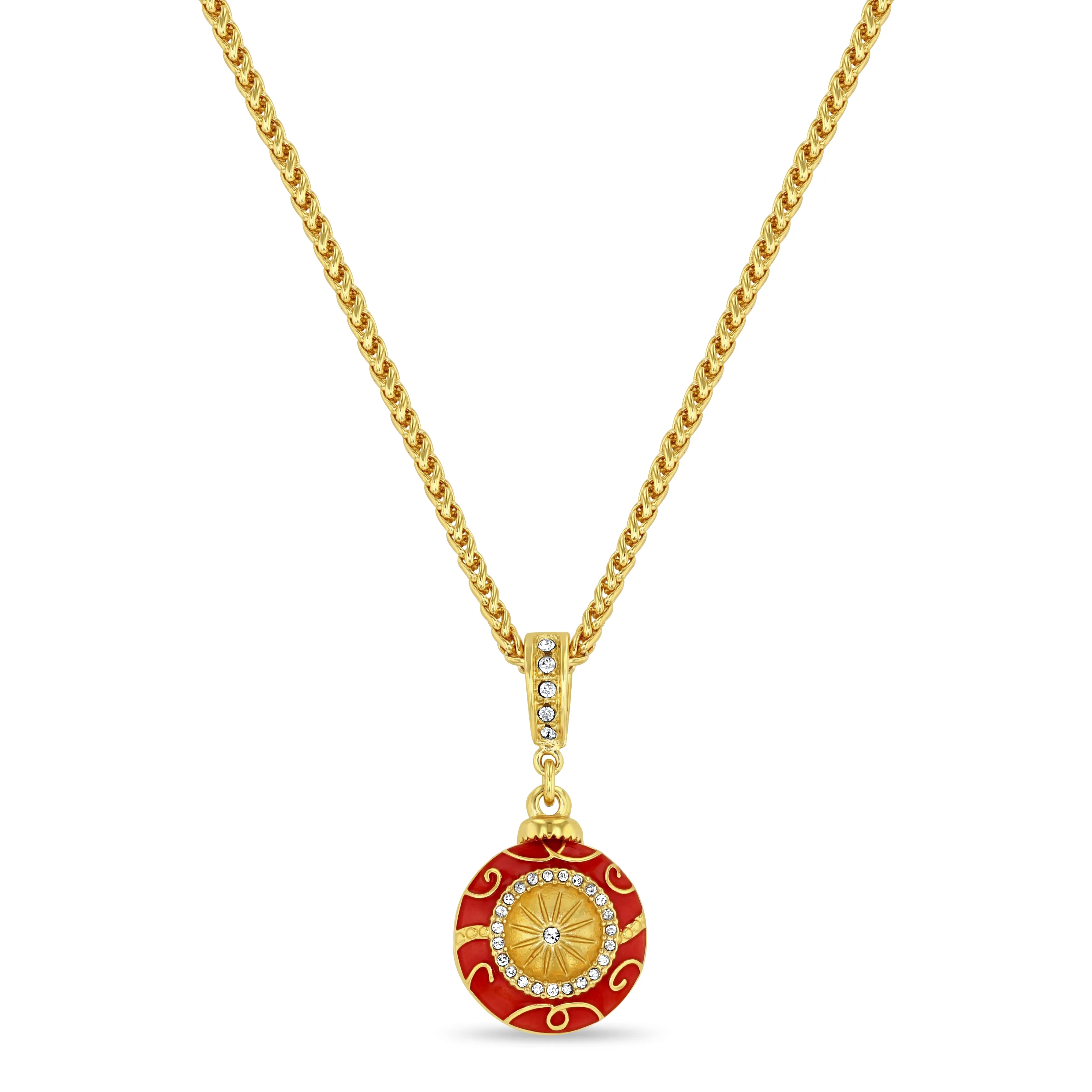 Red Christmas Ornament Crystal Enhancer Charm by Ritzy Couture DeLuxe - 22k Gold Plated