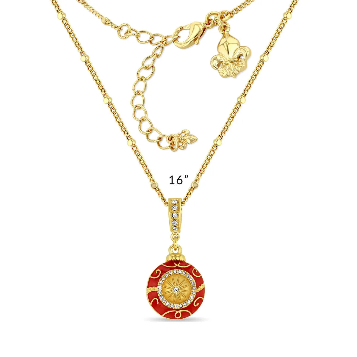 Red Christmas Ornament Crystal Enhancer Charm by Ritzy Couture DeLuxe - 22k Gold Plated