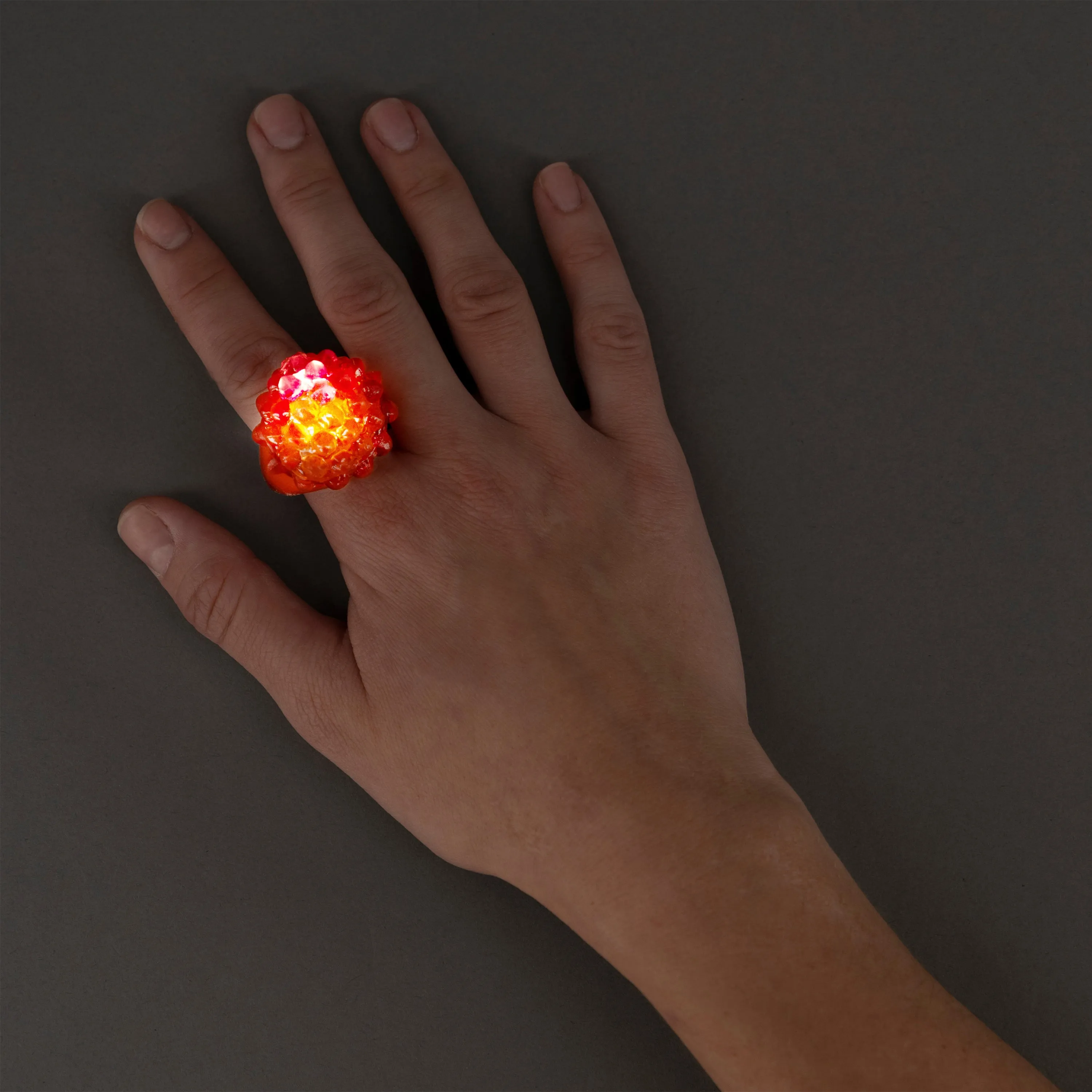 Red LED Light Up Jelly Bumpy Flashy Blinky Rings - Pack of 48