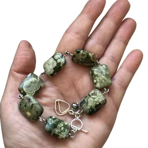 Rhyolite and 925 Silver Segmented Bracelet