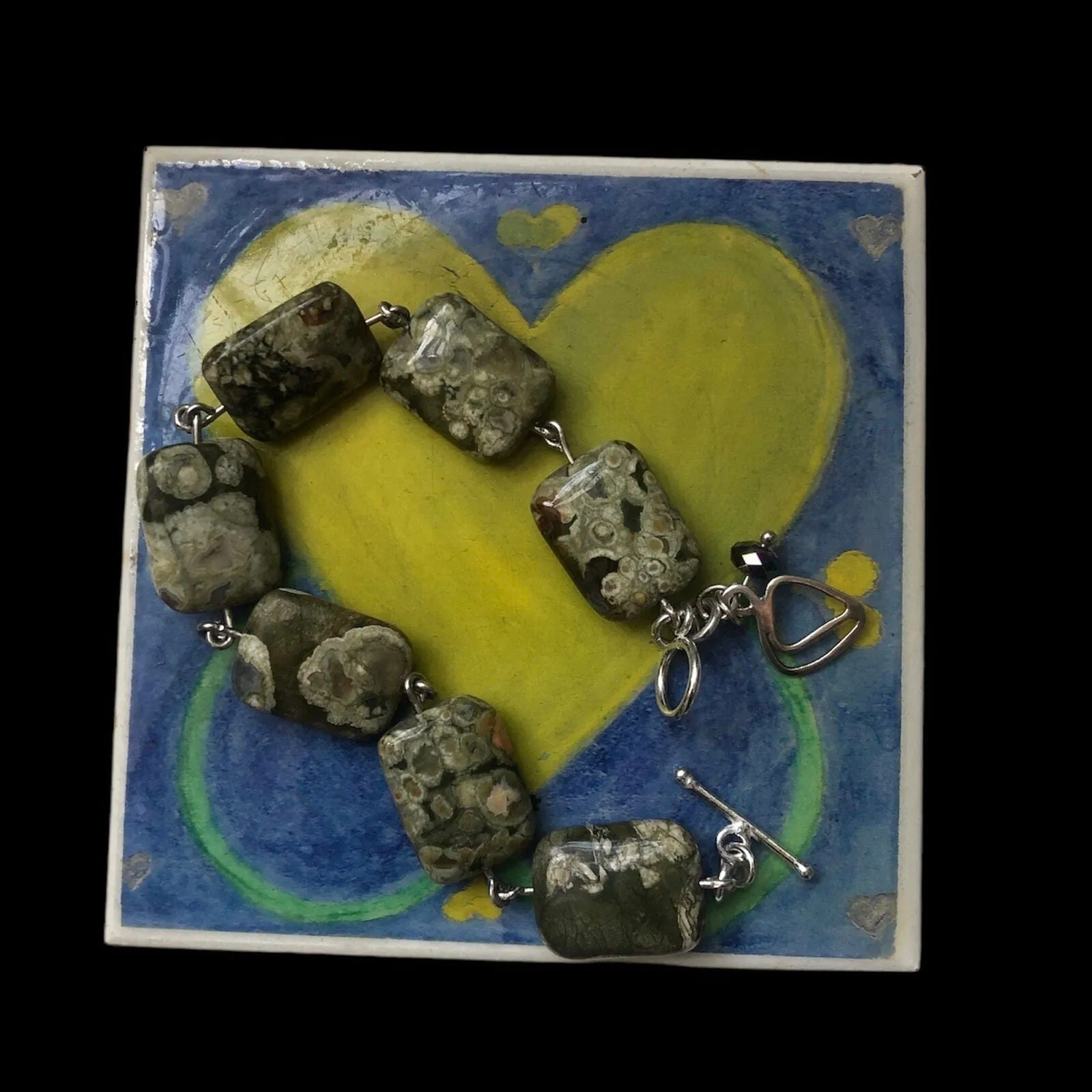 Rhyolite and 925 Silver Segmented Bracelet