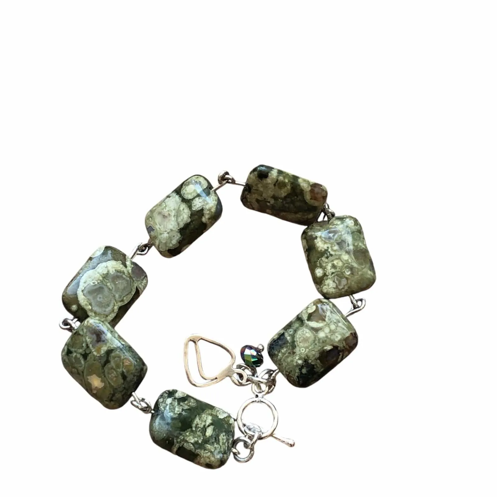 Rhyolite and 925 Silver Segmented Bracelet