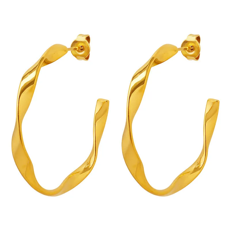 Roman Designer C-Type Joker Earrings with 18K Gold Plating