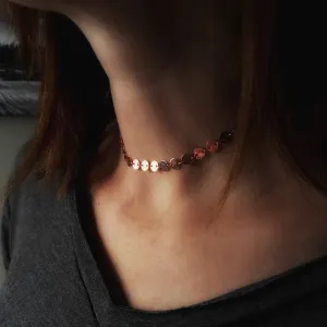 Rose Gold Coin Choker Custom Necklace Rose Gold Small Circle Choker Chain Layering Necklace in Rosegold Disc Chain Boho Jewelry Beach